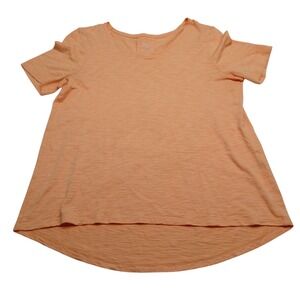 Chicos The‎ Ultimate Tee Coral V Neck Short Sleeve Hi Lo Tunic Top Size 1 M